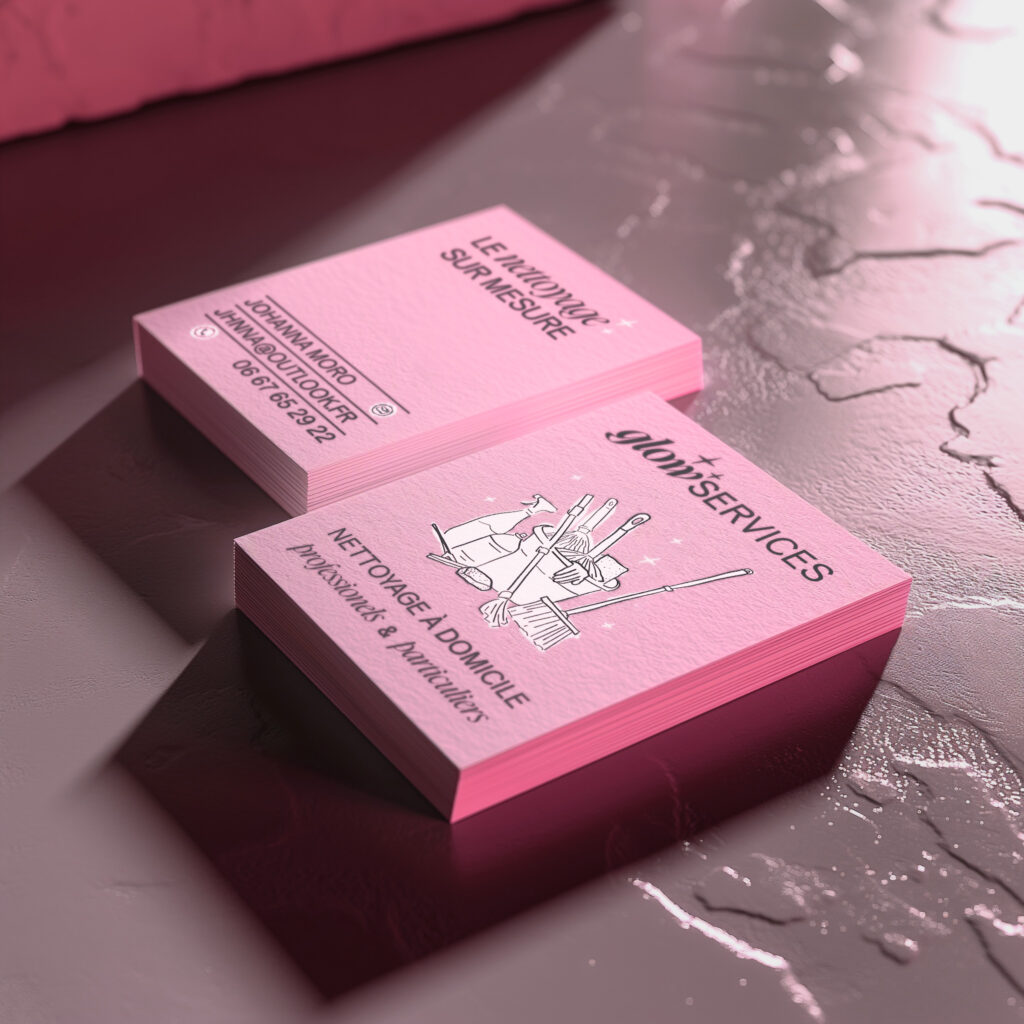 mockup cartes de visite entreprise de nettoyage Glow services