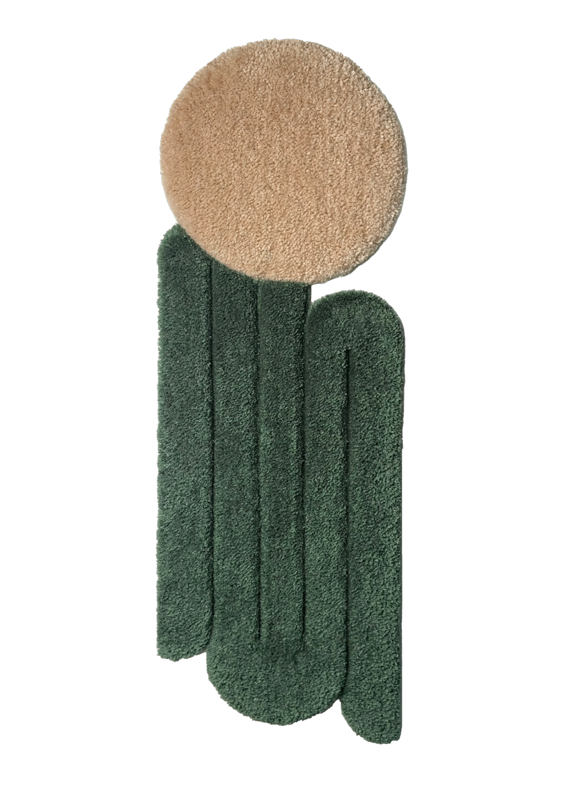 flatlay Tapis design tufté fait main, modèle W.01, aux formes abstraites et modernes, idéal pour une décoration intérieure contemporaine.