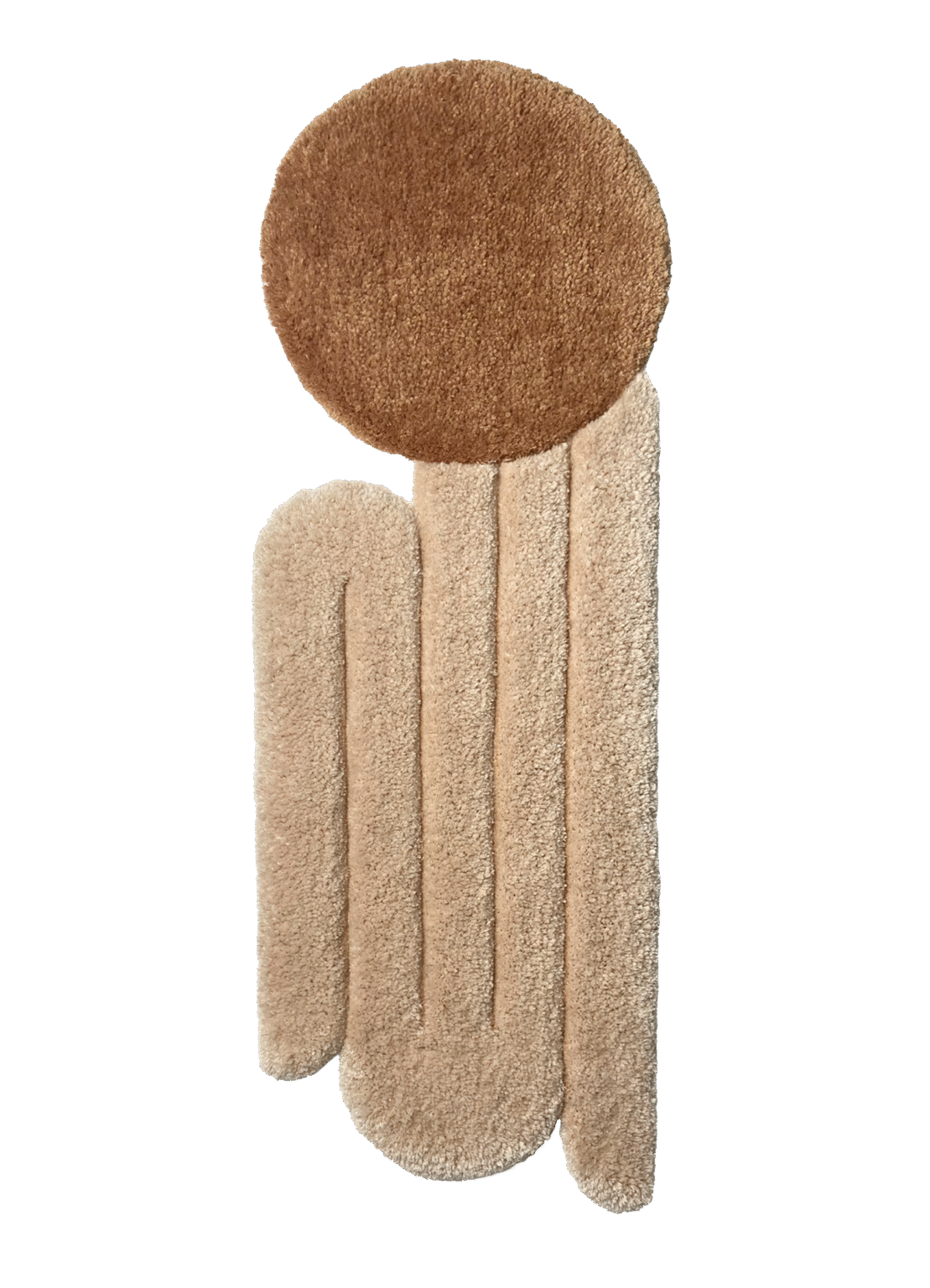 flatlay, Tapis design tufté fait main, modèle W.02, aux formes abstraites et modernes, idéal pour une décoration intérieure contemporaine.