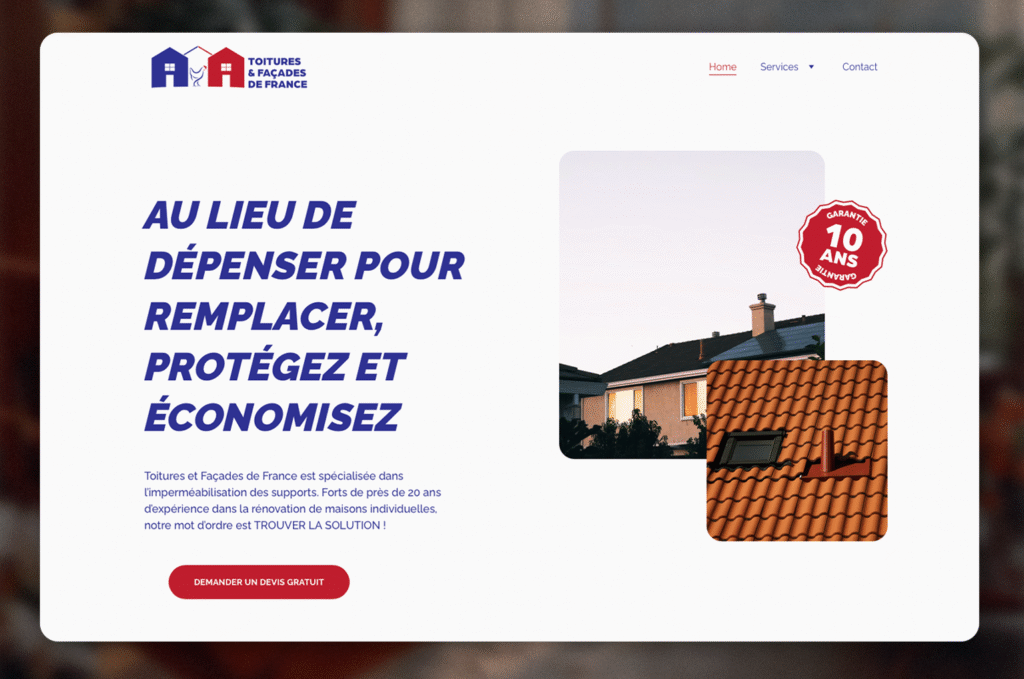 webdesign pour rénovateur toitures et facades en France