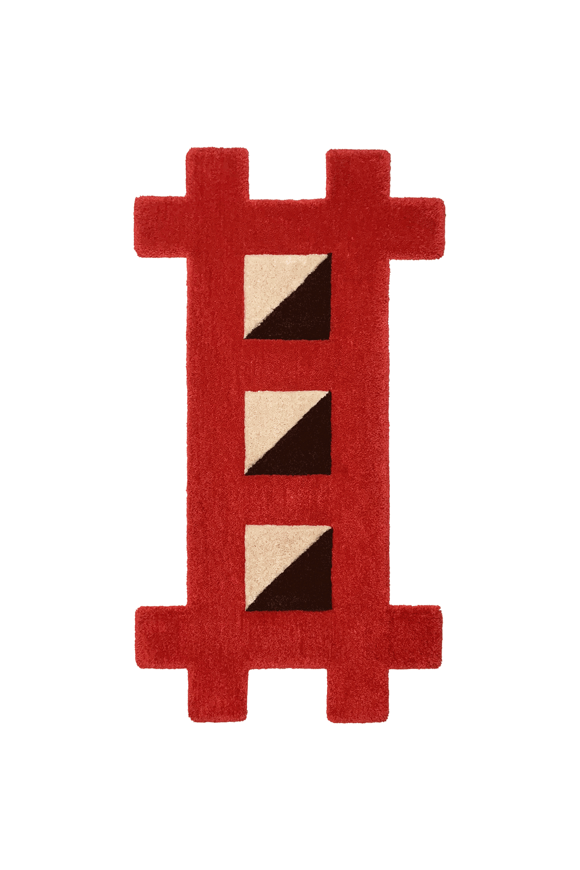 Flatlay Tapis design tufté fait main, modèle F.02, aux formes abstraites et modernes, idéal pour une décoration intérieure contemporaine.