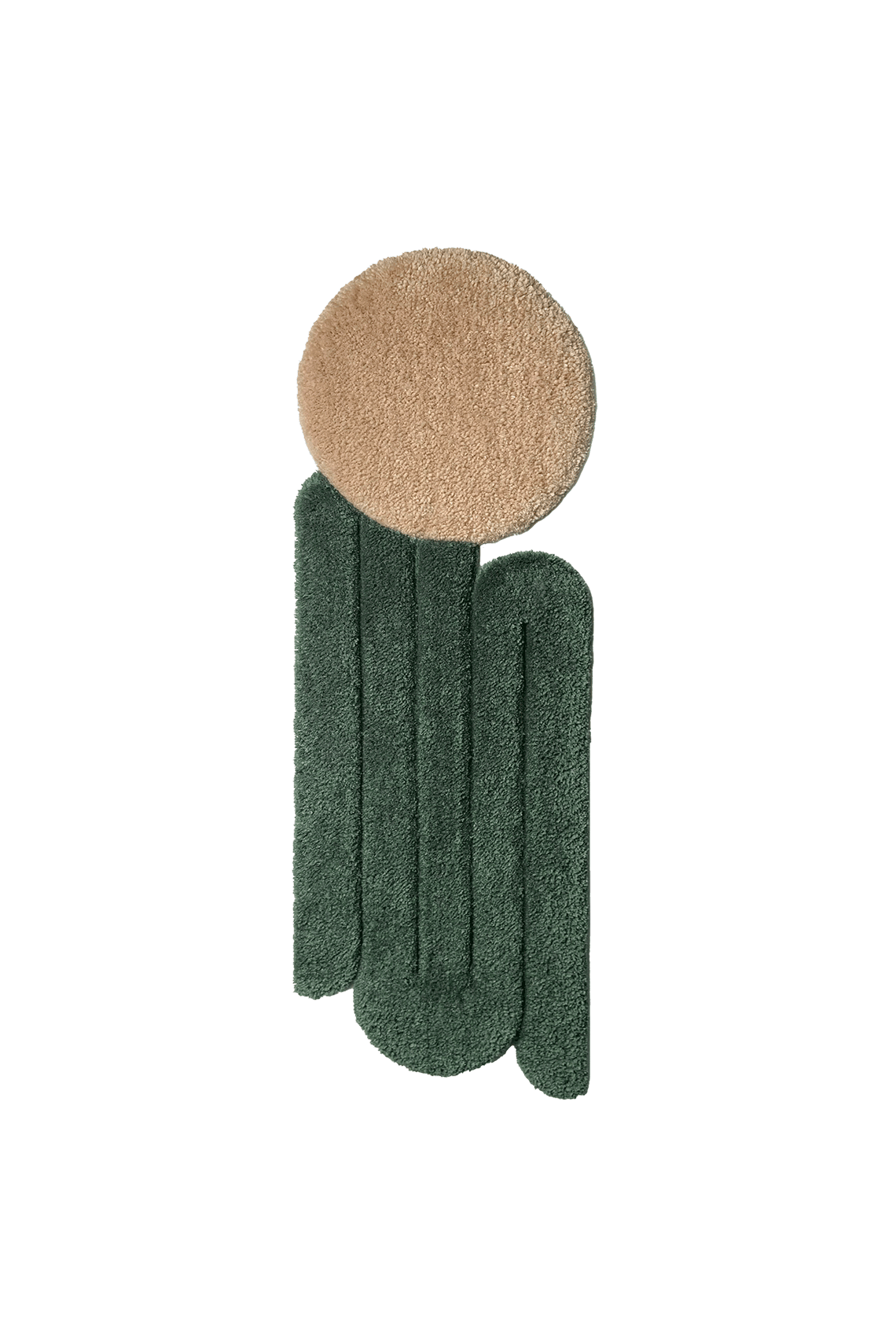 flatlay Tapis design tufté fait main, modèle W.01, aux formes abstraites et modernes, idéal pour une décoration intérieure contemporaine.