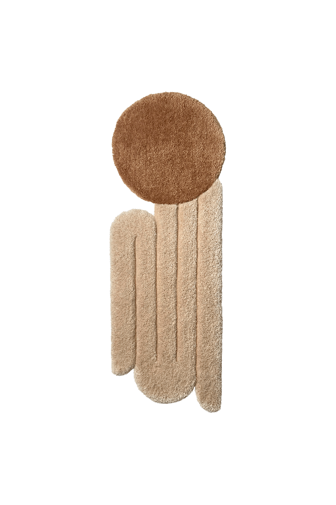 flatlay, Tapis design tufté fait main, modèle W.02, aux formes abstraites et modernes, idéal pour une décoration intérieure contemporaine.